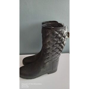 Quilted‎ Rain Boots Buckle Accent Waterproof Fashion Boots